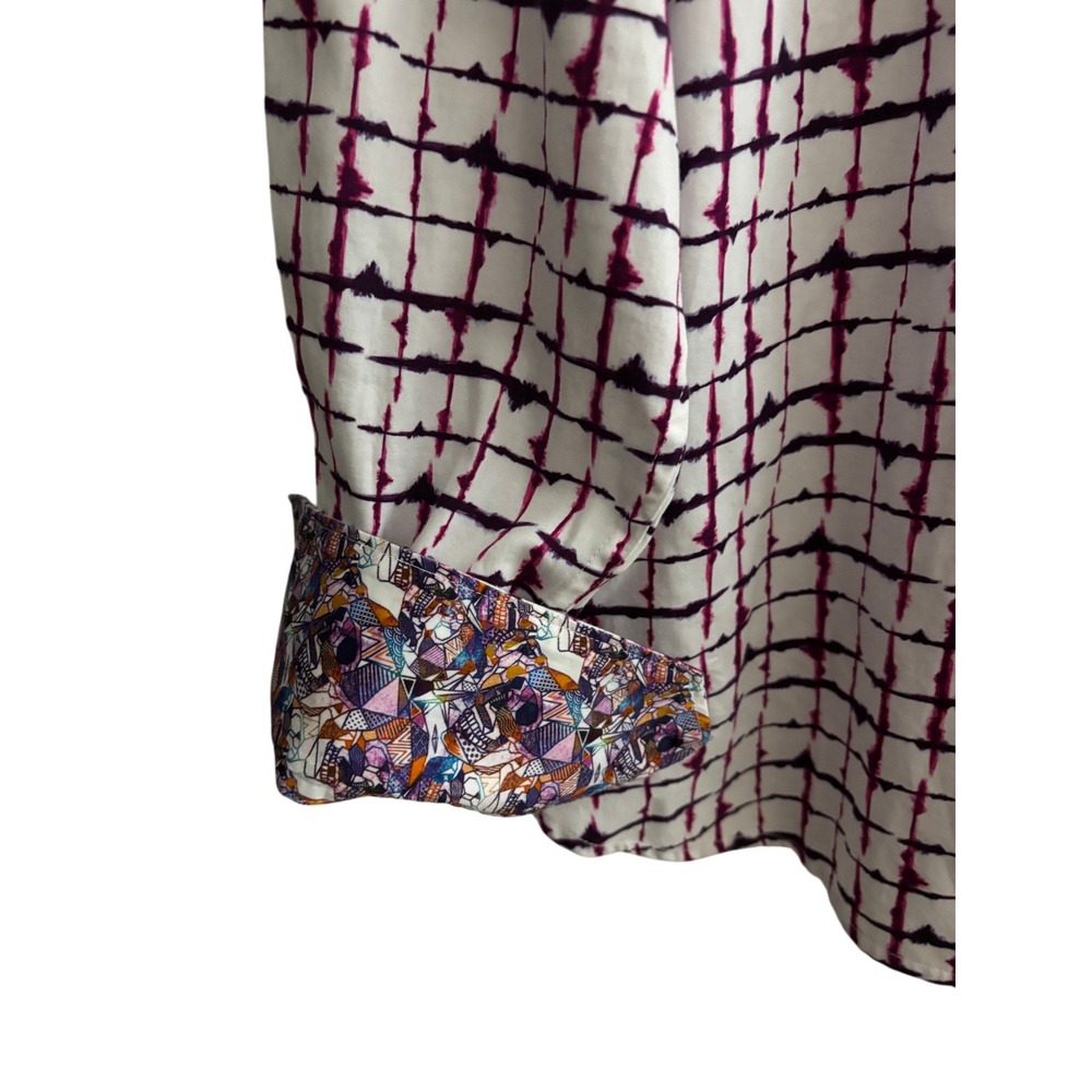 Robert Graham Mens Classic Fit White and Purple Button Down Shirt Large - Picture 6 of 9